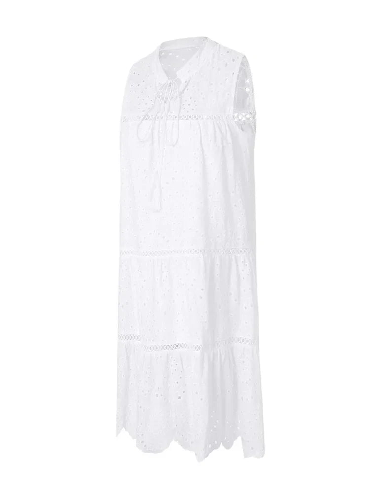 CM | Plain Lace Hollow Out Party Mini Vestidos