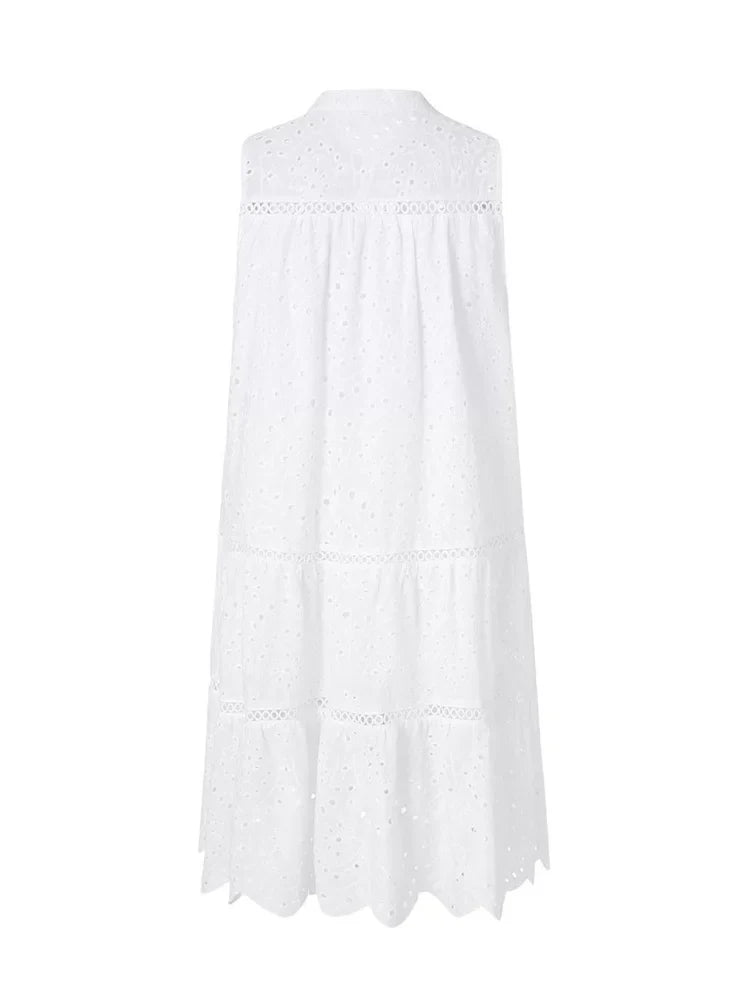 CM | Plain Lace Hollow Out Party Mini Vestidos