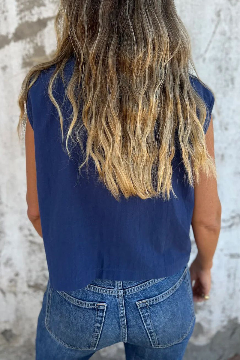 CM | Blusas informales con cuello vuelto y botones en los bolsillos (4 colores)