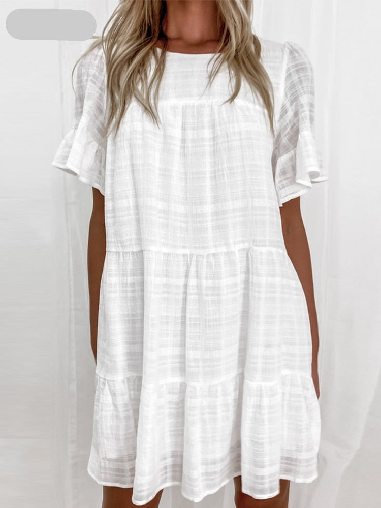 CM | Vestido corto de verano de estilo informal con mangas cortas