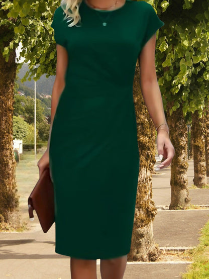 CM | Vestido midi de mujer de manga corta y corte favorecedor