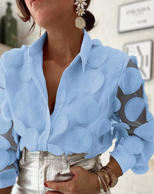 CM | Blusa de manga larga con estampado floral para mujer