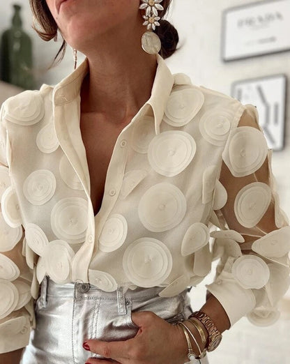 CM | Blusa de manga larga con estampado floral para mujer