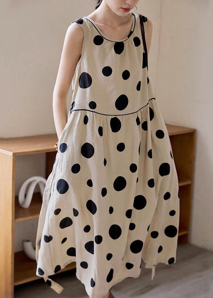 CM | Cintura Elegante Vestido Largo BauMW | Punto Completo Sin Mangas Caqui