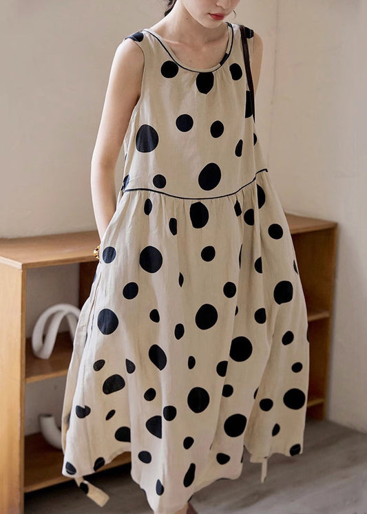 CM | Cintura Elegante Vestido Largo BauMW | Punto Completo Sin Mangas Caqui