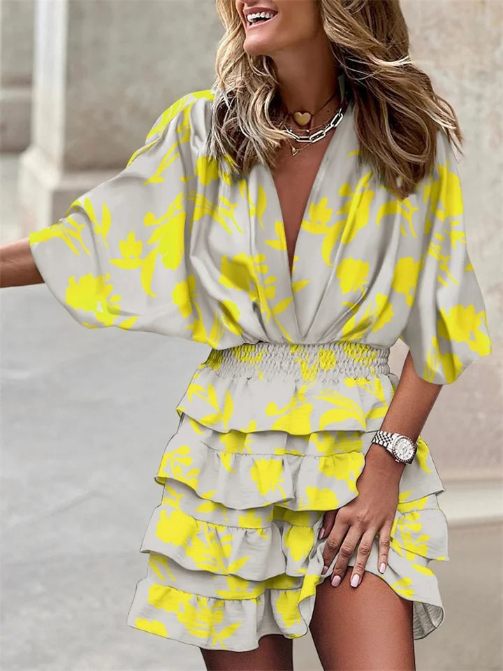 CM | Vestido corto estampado con volantes
