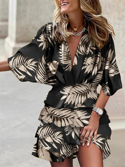 CM | Vestido corto estampado con volantes