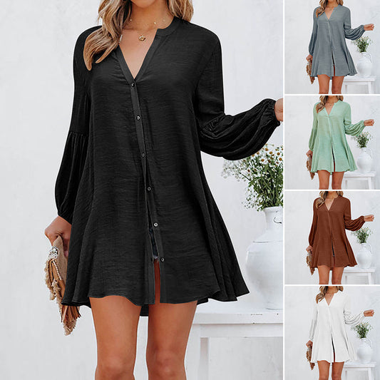 CM | Blusa de señora abotonada de un solo color
