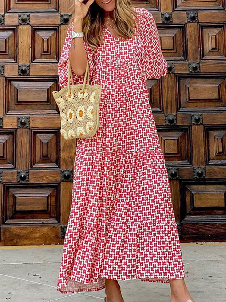 CM | Vestido largo bohemio con escote en V