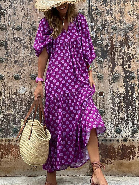 CM | Vestido largo bohemio con escote en V