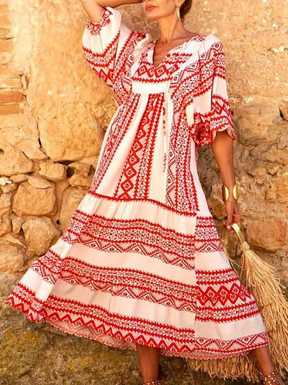 CM | Vestido largo bohemio con escote en V
