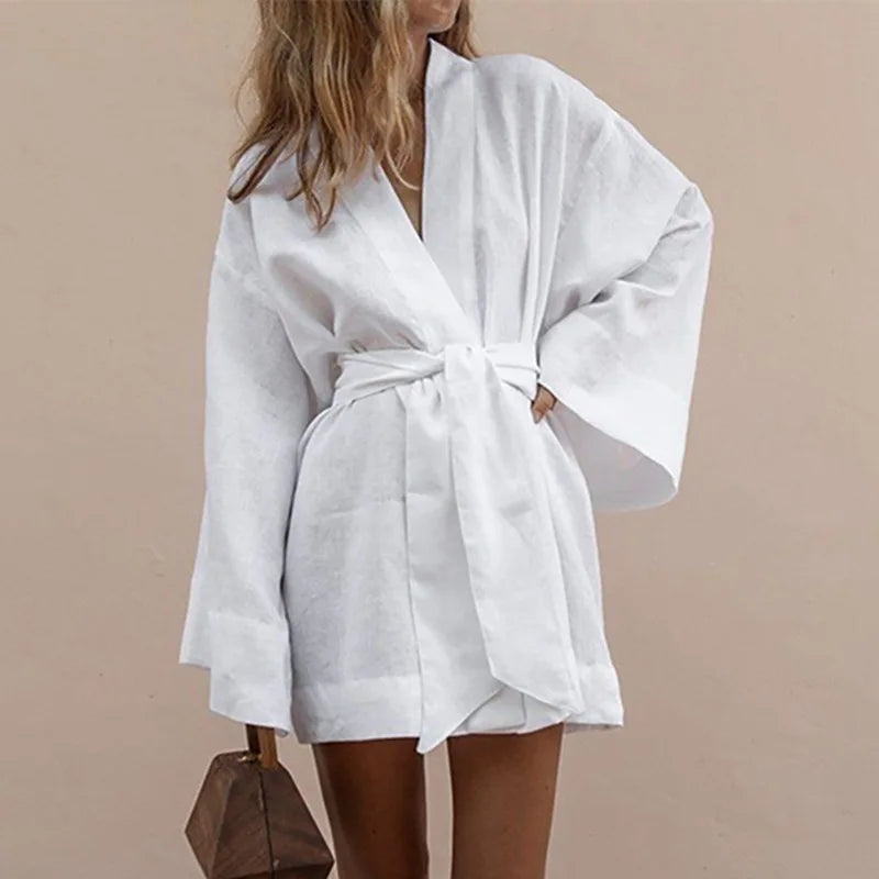 CM | Vestido de verano con cuello en V estilo kimono