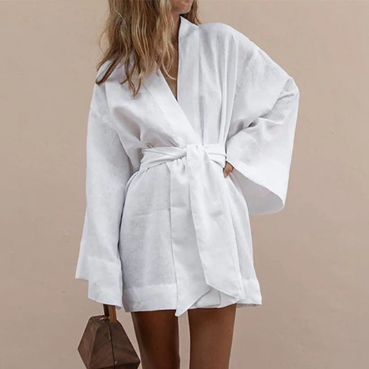 CM | Vestido de verano con cuello en V estilo kimono