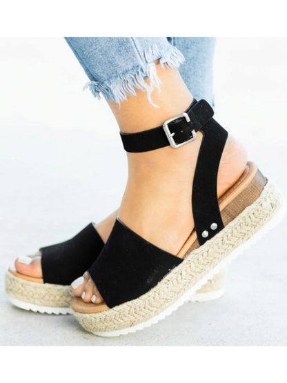 CM | Elegantes sandalias de cuña con puntera abierta