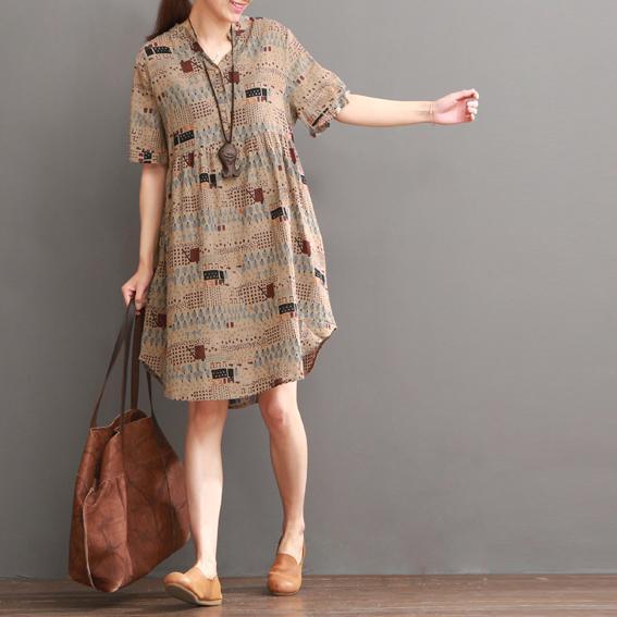 CM | Caqui Imprimir Verano Shift Vestido Blusa Larga