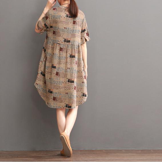 CM | Caqui Imprimir Verano Shift Vestido Blusa Larga