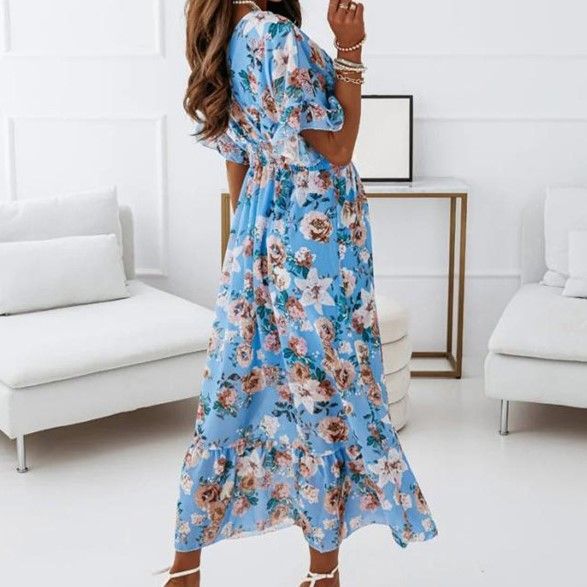 CM | Vestido midi con escote en V en línea A YS10036