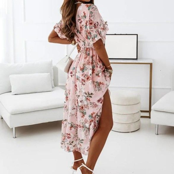 CM | Vestido midi con escote en V en línea A YS10036