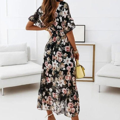 CM | Vestido midi con escote en V en línea A YS10036