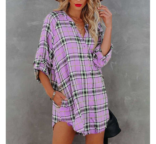 CM | mini vestido camisero a cuadros CA23
