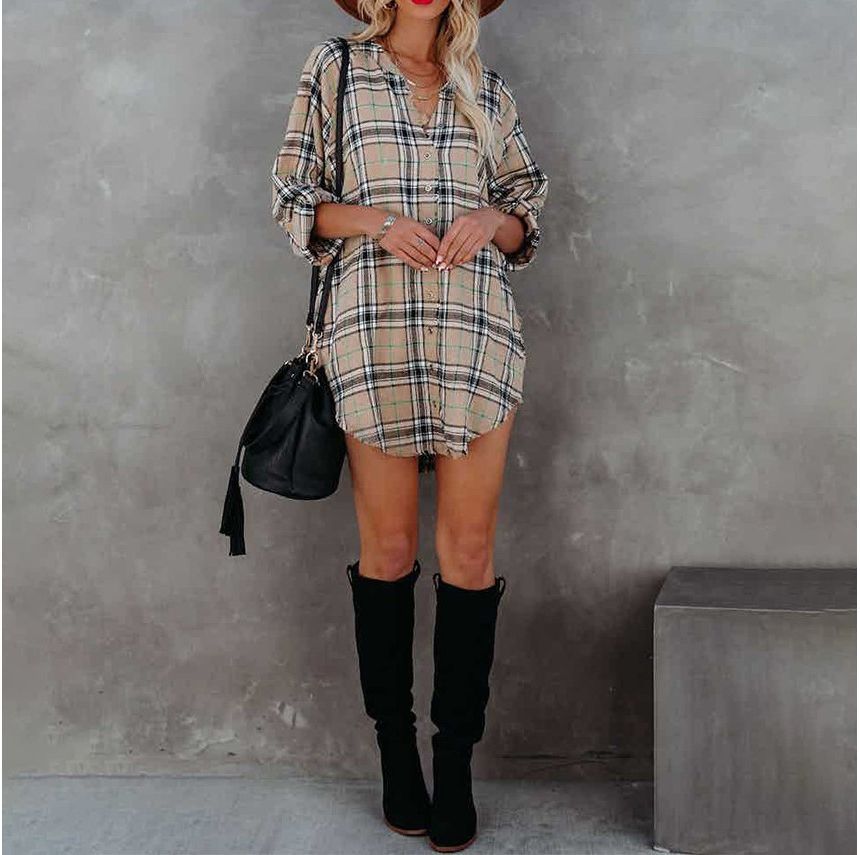 CM | mini vestido camisero a cuadros CA23