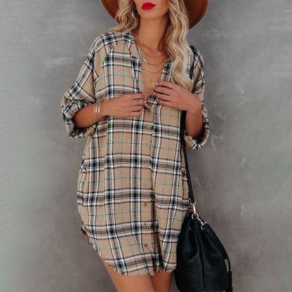 CM | mini vestido camisero a cuadros CA23