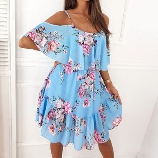CM | Mini vestido línea A con hombros fríos YS10024