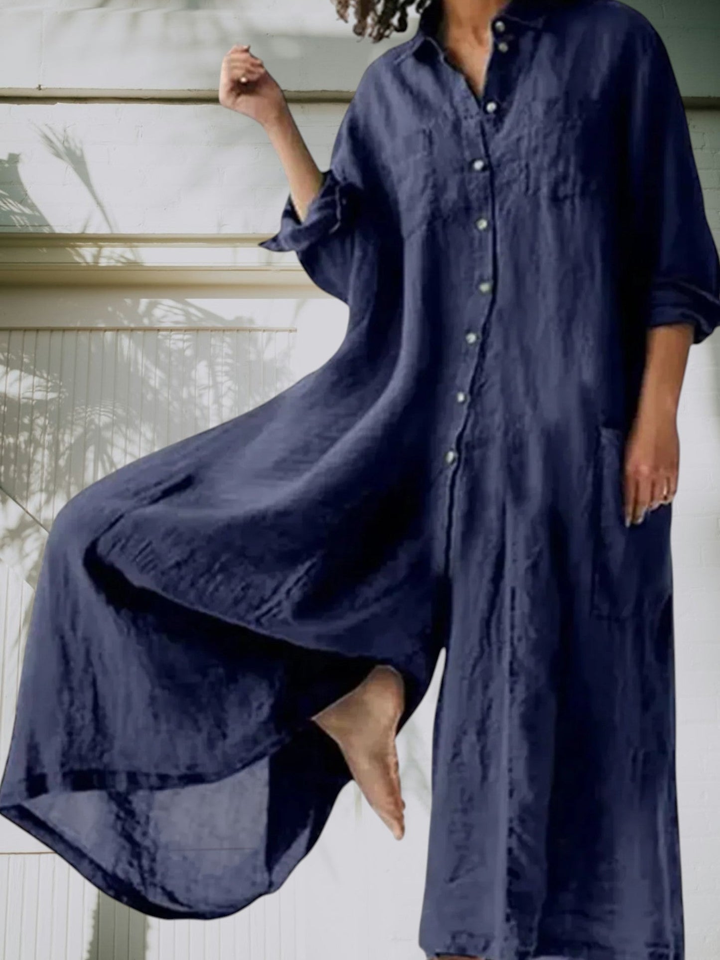 CM | Elegante mono de mujer hecho de material transpirable de alta calidad, mangas largas, piernas largas, atemporal y versátil