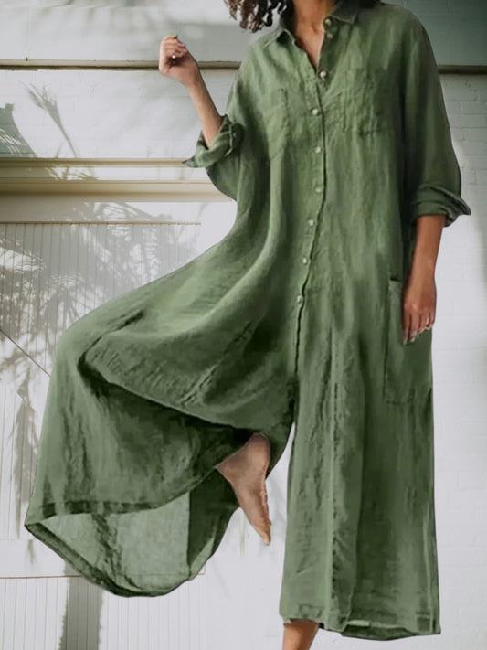 CM | Elegante mono de mujer hecho de material transpirable de alta calidad, mangas largas, piernas largas, atemporal y versátil