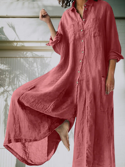 CM | Elegante mono de mujer hecho de material transpirable de alta calidad, mangas largas, piernas largas, atemporal y versátil