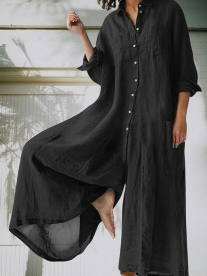 CM | Elegante mono de mujer hecho de material transpirable de alta calidad, mangas largas, piernas largas, atemporal y versátil