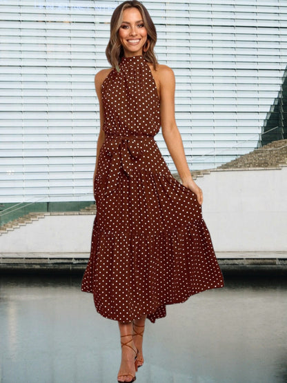 CM | Juguetón vestido midi con lunares y cinturón en la cintura