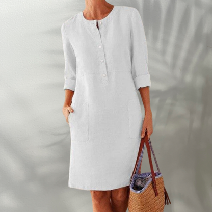 CM | Aireado vestido midi de mujer de material transpirable para ocasiones veraniegas - elegante y cómodo