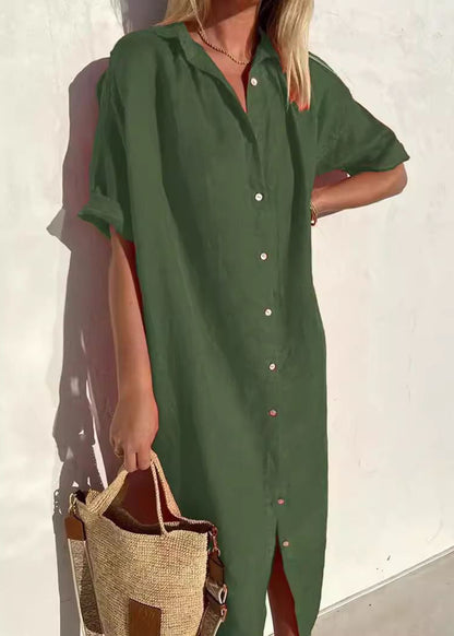 CM | gris oscuro cuello Peter Pan construcción de botones MW | vestido blusa completa verano FF030