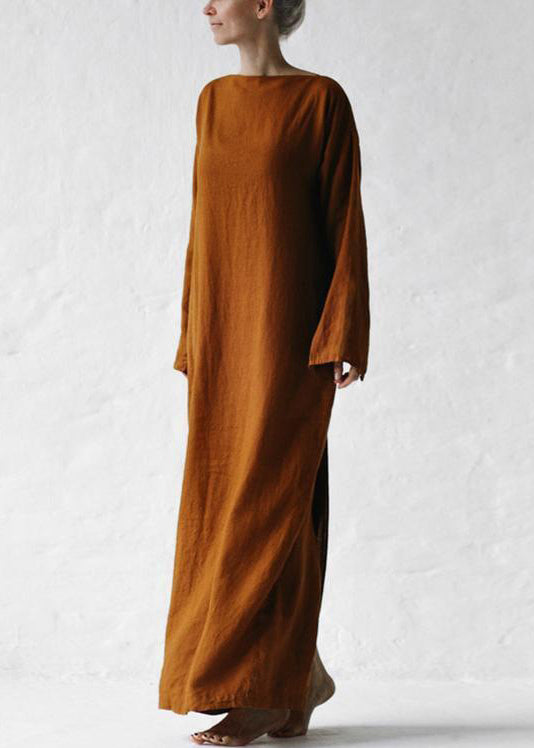 CM | gris sólido lazo cintura BauMW | vestido largo completo mangas largas FF042