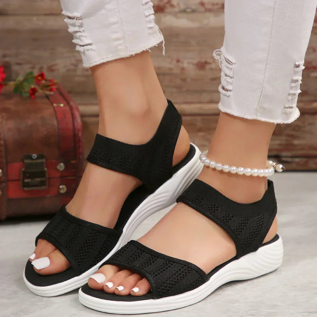 CM | Sandalias clásicas de mujer de malla
