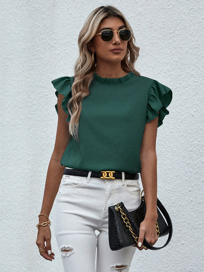 CM | Lazo con volantes Camiseta de tirantes monocolor