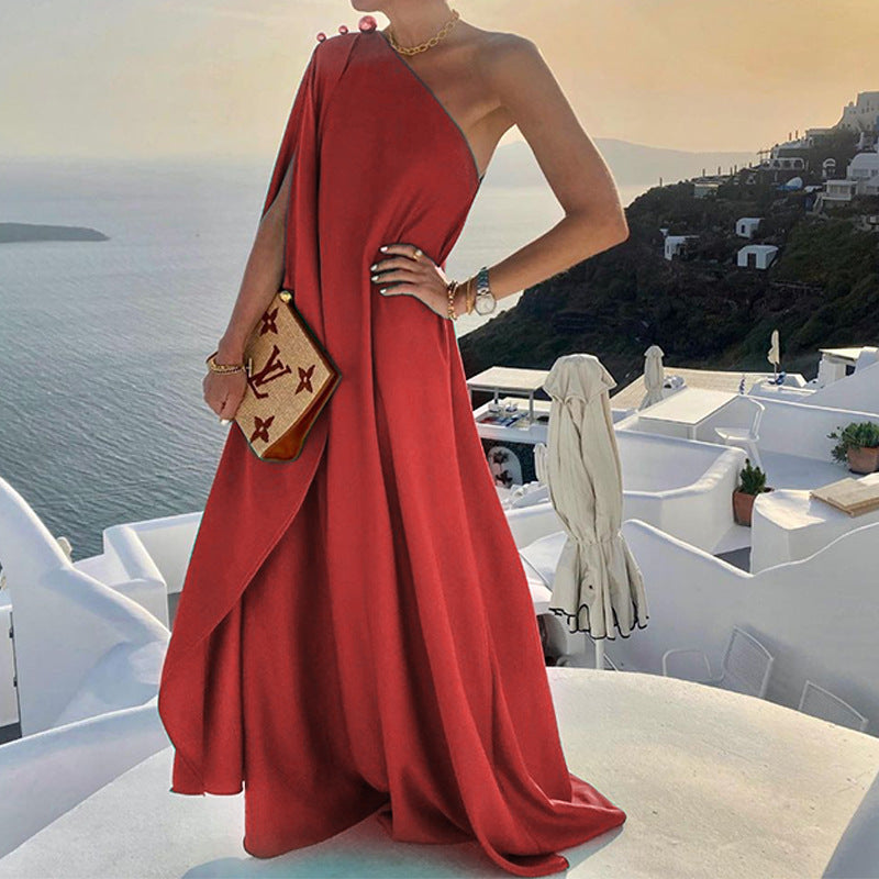 CM | Maxivestido de mujer - Un hombro - Silueta drapeada - Corte elegante