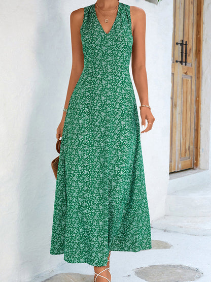 CM | maxi vestido estampado sin mangas con espalda abierta
