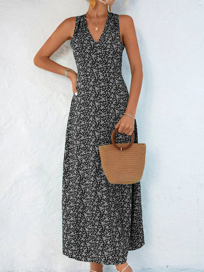 CM | maxi vestido estampado sin mangas con espalda abierta