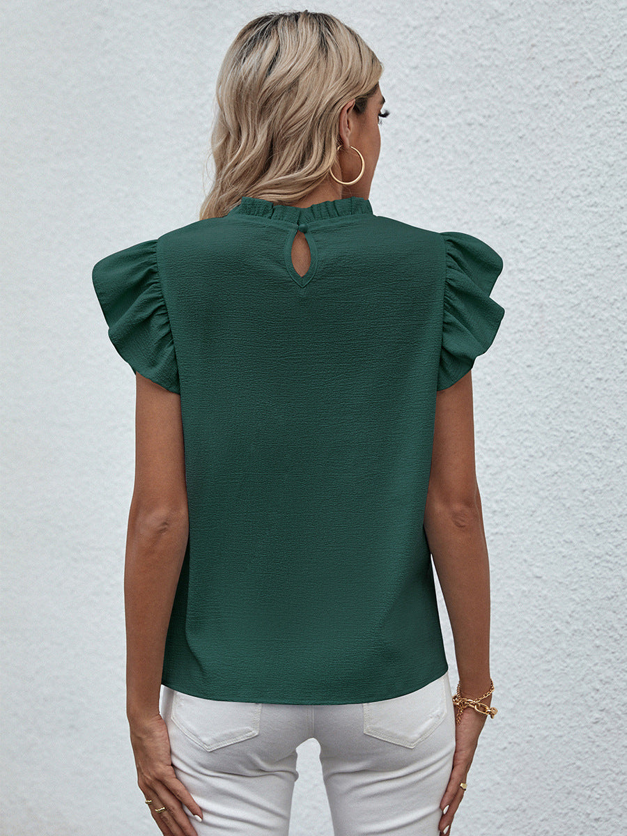 CM | Lazo con volantes Camiseta de tirantes monocolor