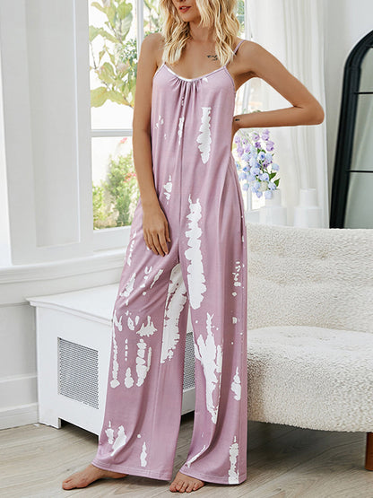 CM | Floral Cinturón de corbata Manga obispo Slit Jumpsuit