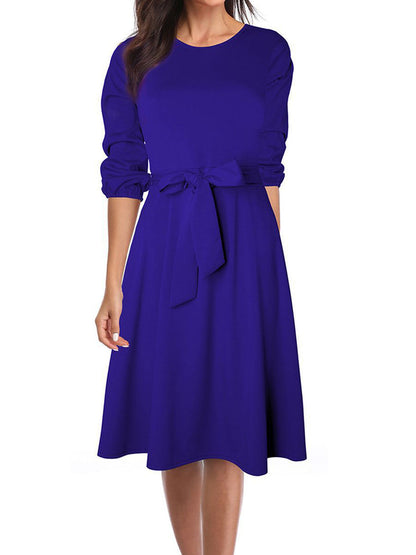CM | Elegante bata de trabajo vestido midi de manga larga