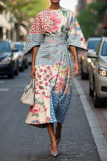CM | Elegante vestido largo con mangas murciélago