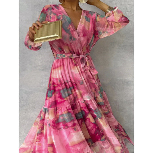 CM | maxi vestido boho plisado con cuello en V