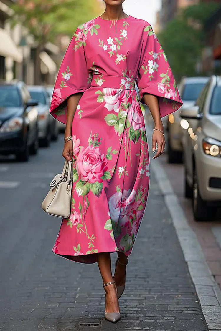CM | Elegante vestido largo con mangas murciélago