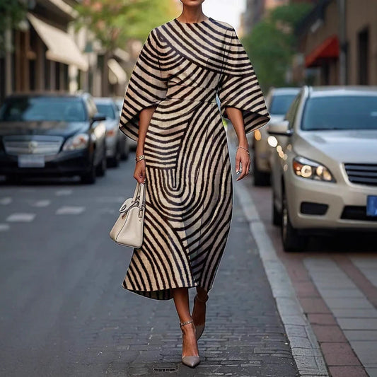 CM | Elegante vestido largo con mangas murciélago