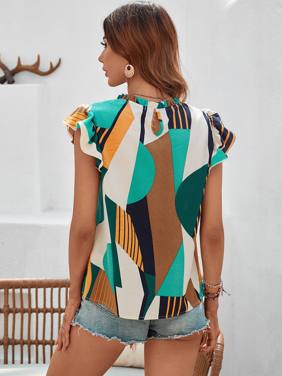 CM | Lazo con volantes Camiseta de tirantes monocolor
