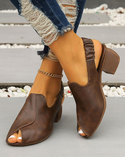 CM | Sandalias con tacón grueso Peep Toe y correa de tobillo