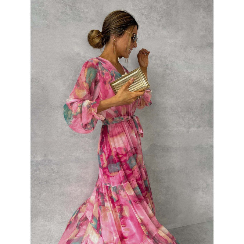 CM | maxi vestido boho plisado con cuello en V